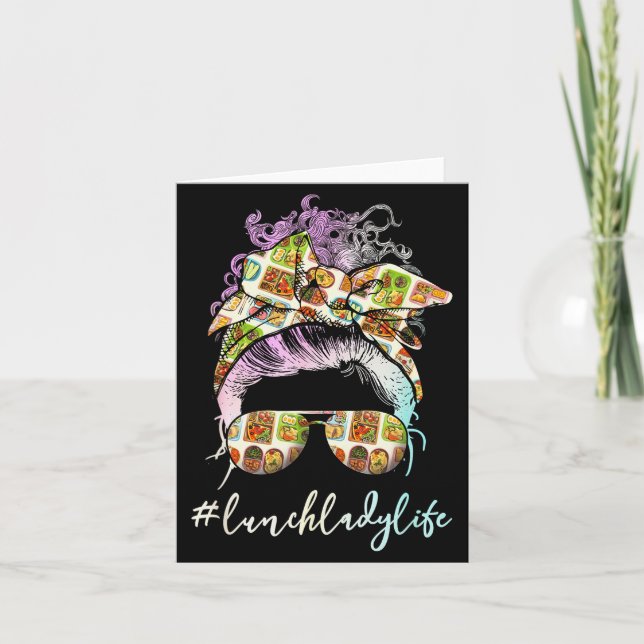 Tarjeta Lunch Lady Messy Hair Woman Bun Lunch Lady Life  (Anverso)