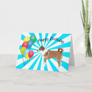 Tarjeta Lundehund noruego en cumpleaños Starburst blanco