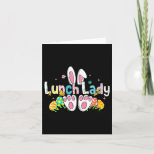 Tarjeta Lunes de Pascua Lady Bunny Ears Lunch Lady Easter 