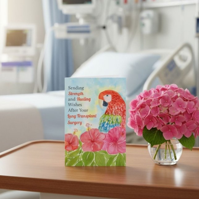Tarjeta Lung Transplant Healing Scarlet Macaws, Hibiscus (Subido por el creador)