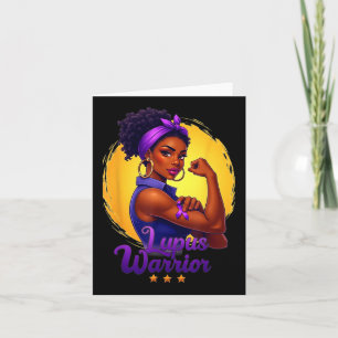 Tarjeta Lupus Guerrero Afro Mujer Negra Usa Cinta Púrpura