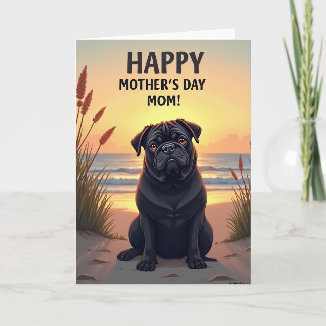 Tarjeta Lustrous Pup Sunset Beach (Anverso)