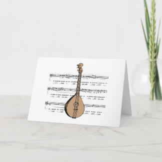 Tarjeta lute mandolin y partitura