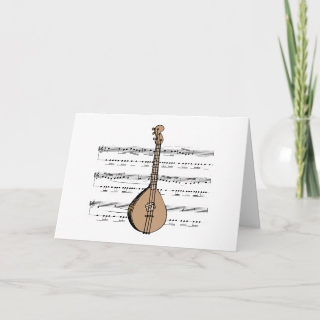 Tarjeta lute mandolin y partitura (Anverso)