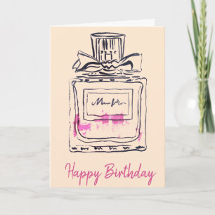 Tarjeta Lux Perfume botella moda acuarela cumpleaños