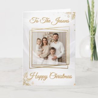 Tarjeta Luxurious Elegant Gold Frame Photo Christmas Card