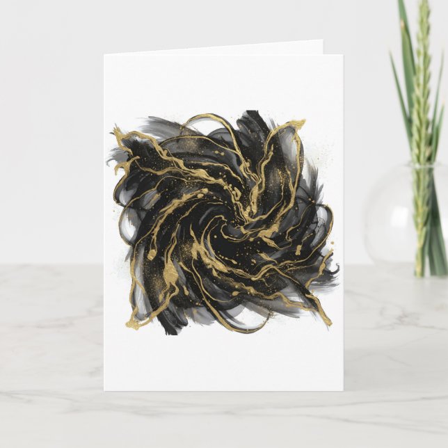 Tarjeta Luxury Gold and Black Abstract Marble  (Anverso)