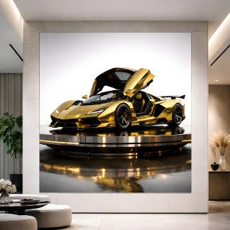 Tarjeta Luxury Gold Hypercar Futuristic Supercar Artwork