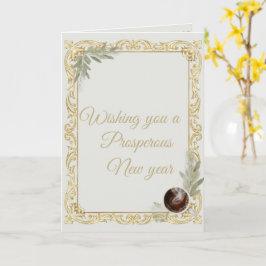 Tarjeta Luxury Gold Leaf & Pine Elegant New Year Folded Gr