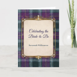 Tarjeta Luxury Plaid Gold Frame Bridal Shower