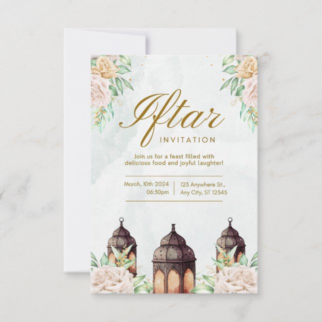 Tarjeta Luxury Ramadan Iftar Invitation | Elegant Islamic  (Anverso)