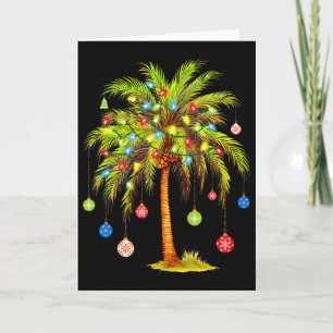Tarjeta Luz de árbol de palma de Navidad hawaiano tropical