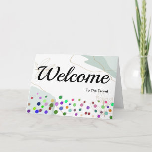 Tarjeta Luz de bienvenida con lunares de chispas coloridas
