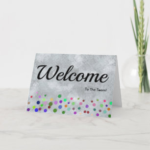 Tarjeta Luz de bienvenida con lunares y chispas de colores