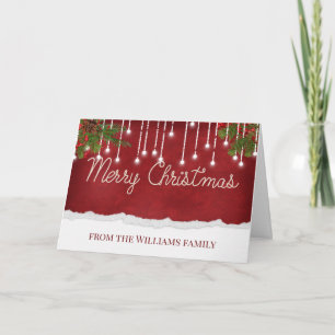 Tarjeta Luz de Cuerda de Navidad Feliz y Pino