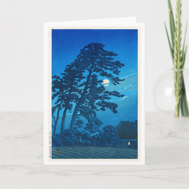 Tarjeta Luz de luna en Magome, Hasui Kawase, Woodcut (Anverso)
