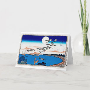 Tarjeta Luz de luna y ganso salvaje, Hiroshige, Ukiyo-e