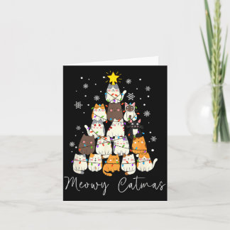 Tarjeta Luz de Meowy Catmas Santa Divertido Gato de Navida