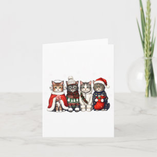 Tarjeta Luz de Navidad Gato Reno Santa Gato Navidad L