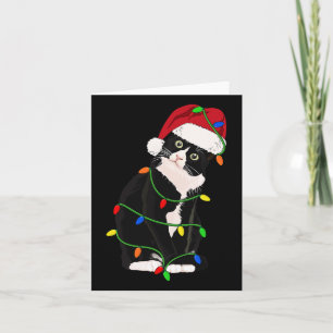 Tarjeta Luz del árbol de navidad del gato de Tuxedo Meow S