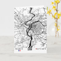 Lyon, Francia Road Map Art - Earth Tones