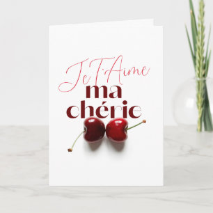 Tarjeta Ma Cherie Romance Francés Corazones Rosados Cereza
