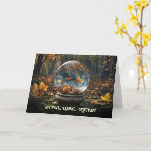 Tarjeta Mabon Equinoccio de Otoño con Bola de Cristal