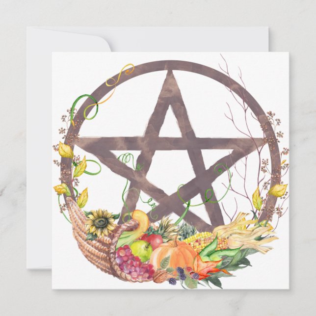 Tarjeta Mabon Harvest Pentacle Otumn Equinox (Anverso)