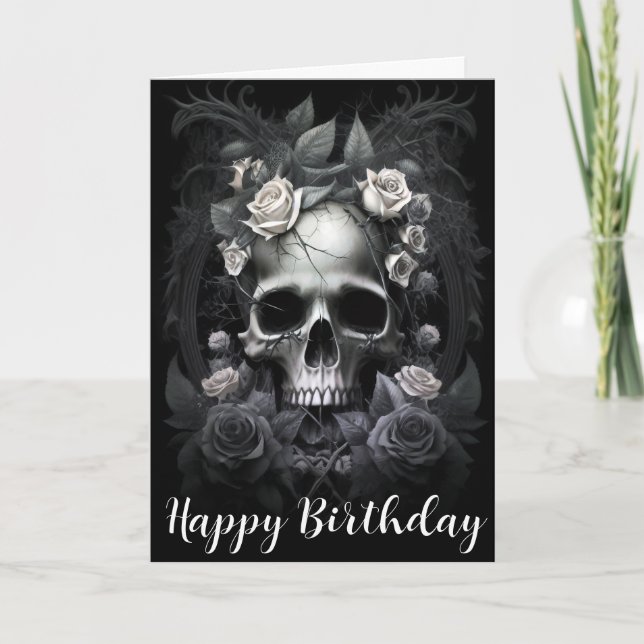 Tarjeta Macabros góticos y mural de Rosas (Anverso)