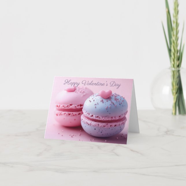 Tarjeta Macarón con Corazones Saludo de San Valentín (Anverso)