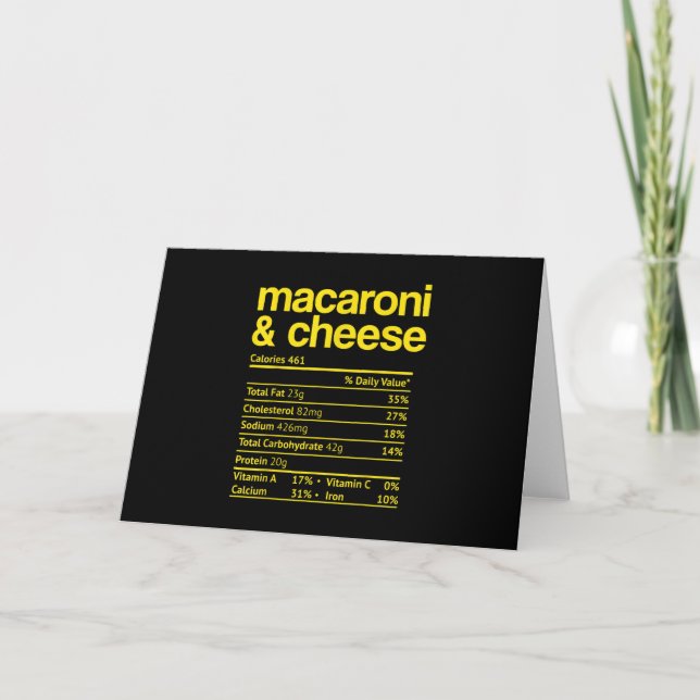 Tarjeta Macaroni y Cheese Nutrition Fact Thankending (Anverso)