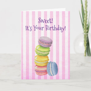 Tarjeta Macarons Pastelería Francesa en Acuarelas Cumpleañ