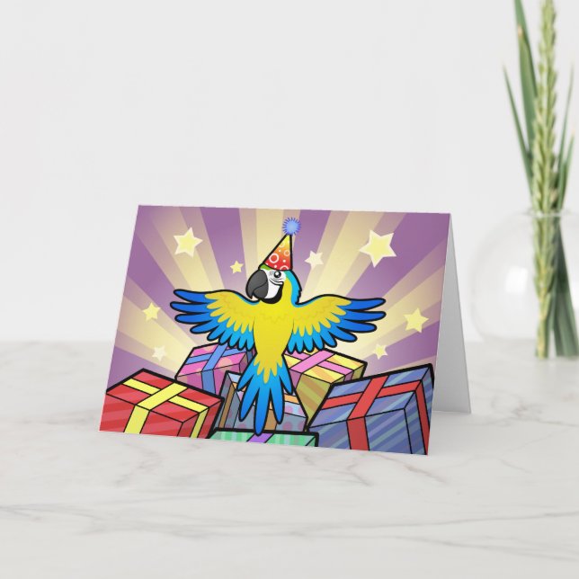 Tarjeta Macaw/loro del cumpleaños (Anverso)