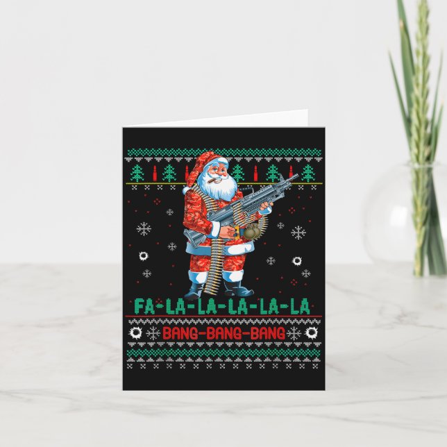 Tarjeta Machine Santa Claus Gun Lover Ugly Christmas Sweat (Anverso)