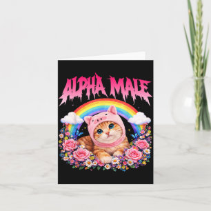 Tarjeta Macho Alfa Gato Divertido Gatito Arcoíris Floral