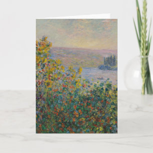 Tarjeta Macizos de flores en Vétheuil, paisaje impresionis
