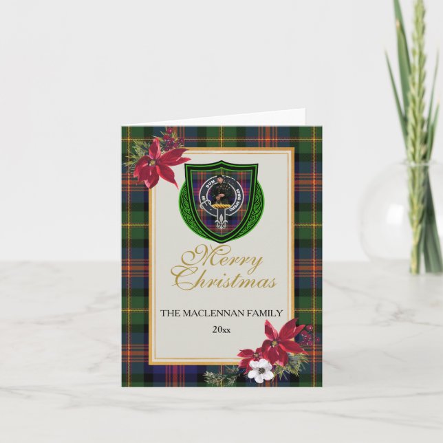 Tarjeta MacLennan Scottish Clan Tartan & Crest (Anverso)