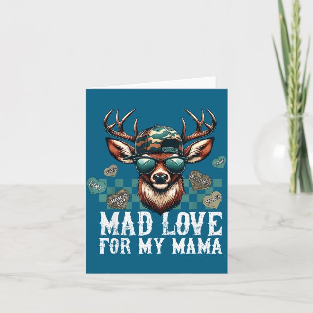 Tarjeta Mad Retro Love For My Mama Camo Deer Hunting Valen (Anverso)