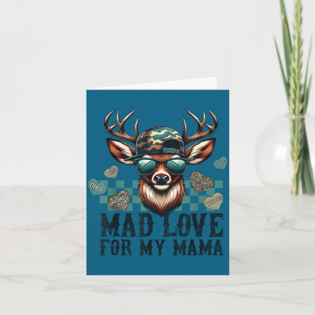 Tarjeta Mad Retro Love For My Mama Camo Deer Hunting Valen (Anverso)