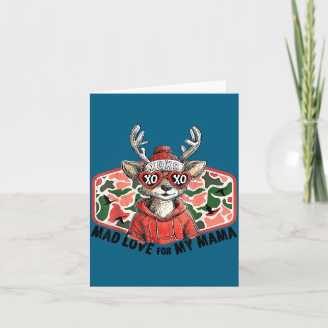 Tarjeta Mad Retro Love For My Mama Camo Deer Hunting Valen (Anverso)