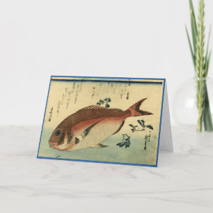 Tarjeta Madai o Tai Rojo - Impresión de pescado japonés de