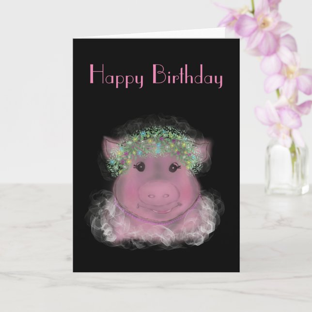 Tarjeta Madam Piggy Birthday  (Orquídea)