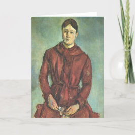 Tarjeta Madame Cezanne con un vestido rojo - Paul Cezanne