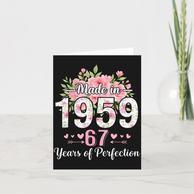 Tarjeta Made In 1959 Floral 67th Birthday Women 67 Years O (Anverso)