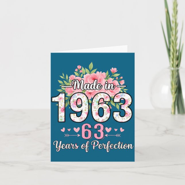Tarjeta Made In 1963 Floral 63rd Birthday Women 63 Years O (Anverso)