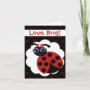 Tarjeta Madeleine Toon LadyBug rojo y negro con corazón