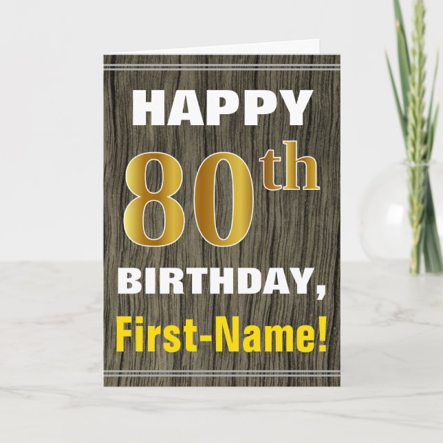 Tarjeta Madera intrépida, falsa, 80.o cumpleaños del falso (Anverso)