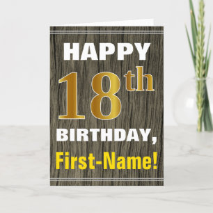 Tarjeta Madera intrépida, falsa, décimo octavo cumpleaños