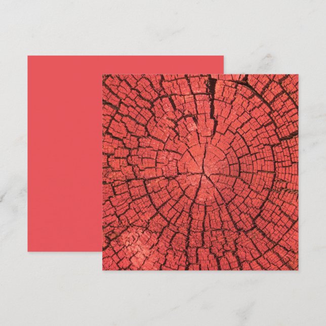 Tarjeta Madera rojiza rosada de corte transversal de tronc (Anverso / Reverso)