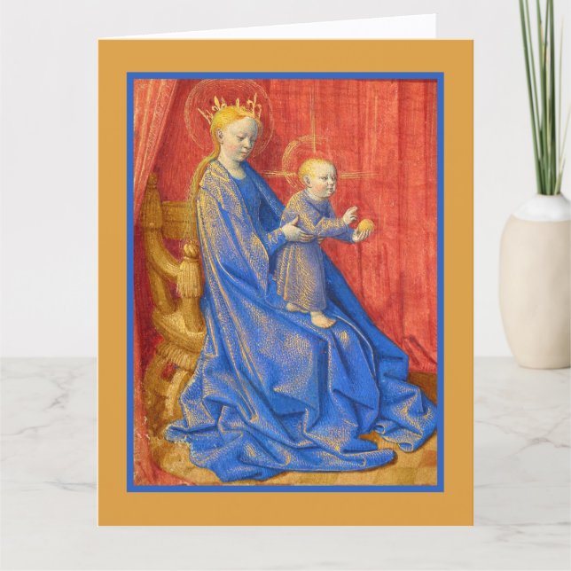 Tarjeta Madonna and Child Enthroned Jean Fouquet Holiday  (Anverso)